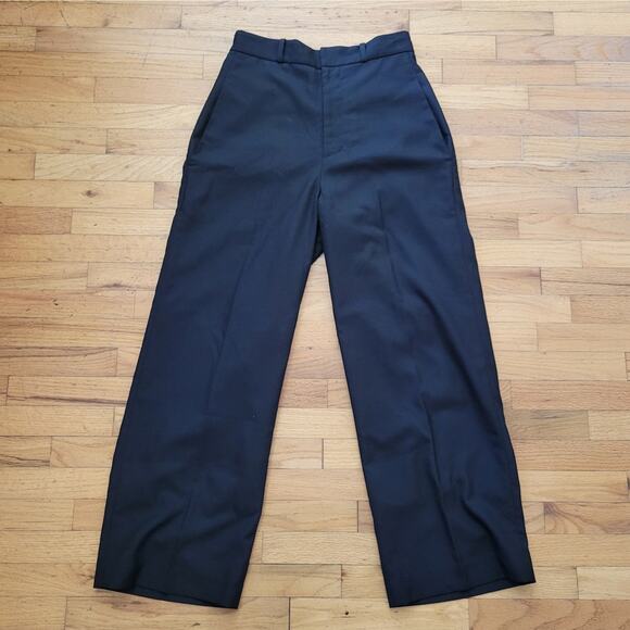 Moussy Wide Leg Trouser Pants Black High Rise Flat Front Designer Workwear - Picture 1 of 15